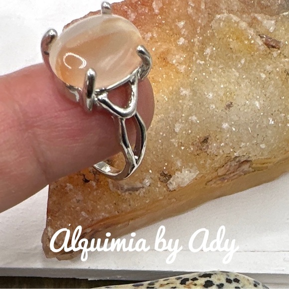 red crazy lace agate Victorian silver gem ring - Picture 2 of 11